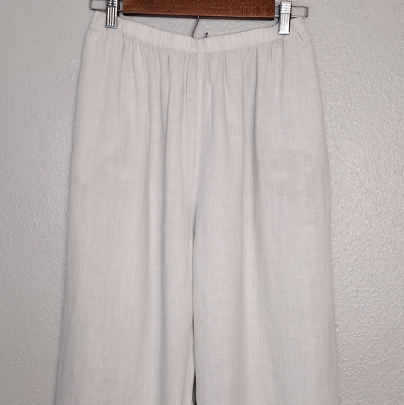 Cut Loose Linen Elastic Waist High Rise Lagenlook Minimalist Wide Leg Pants Sz S - Picture 3 of 14